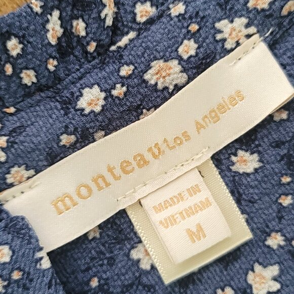 Monteau Blue and White Floral Cottagecore Dress - Medium - Picture 4 of 9